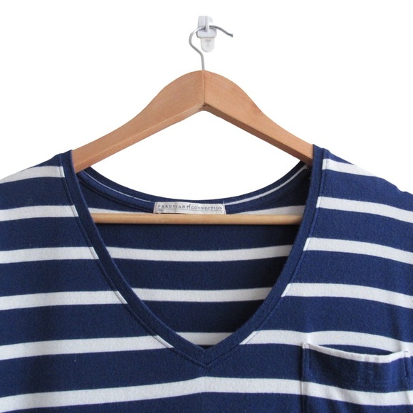 Peruvian Connection Blue White Striped Maxi TShirt Dress Small Pima Cotton Modal - Picture 3 of 8